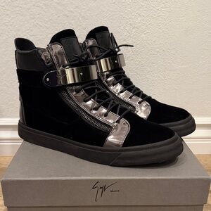 Giuseppe Zanotti London TR Uomo Black and Silver High-Tops